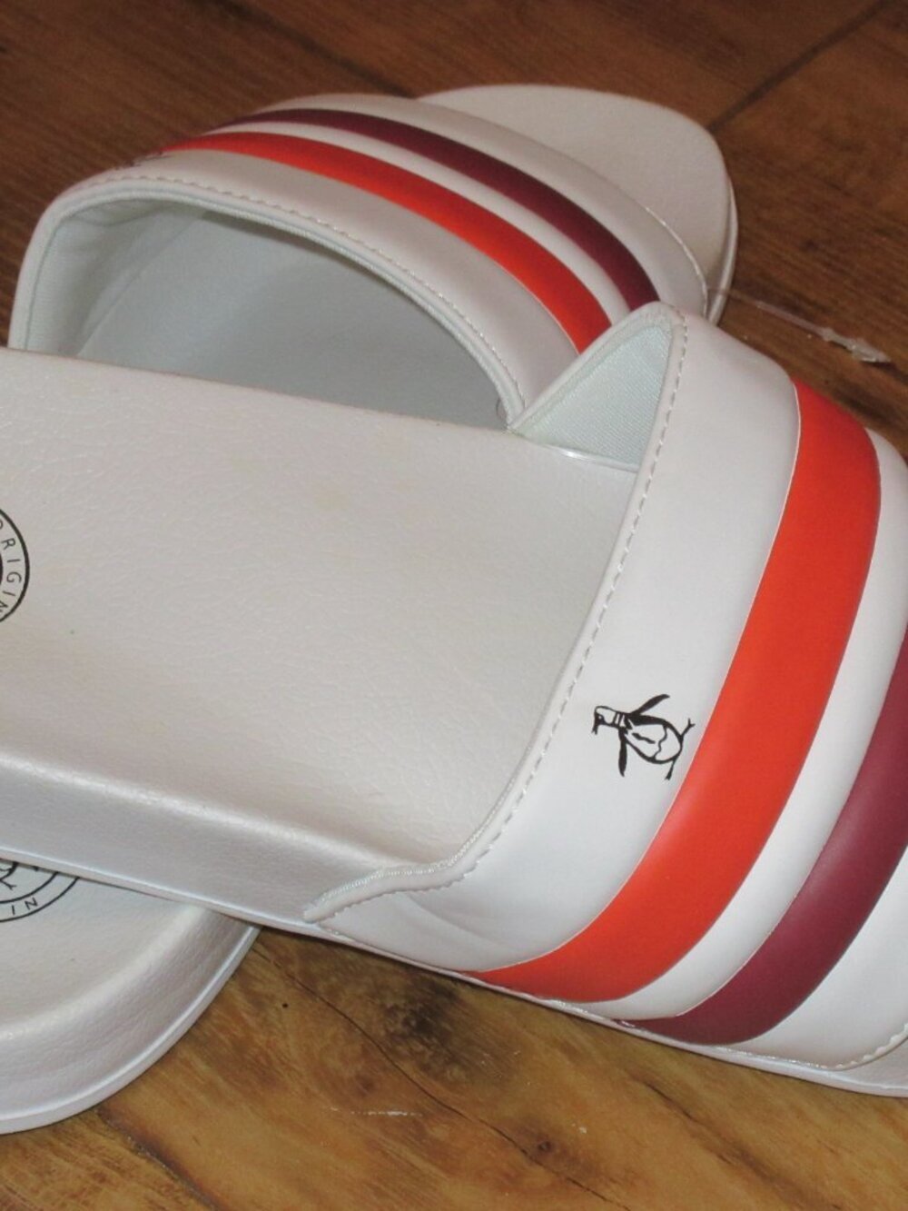 Original Penguin Men's Earle Slide Sandal White Coal Orange Red NWT Classic - Picture 8 of 9